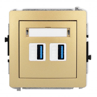 Mechanizm gniazda podwójnego 2xUSB A-A 3.0 Złoty 29DGUSB-6 Karlik DECO