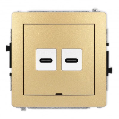 Mechanizm gniazda podwójnego 2xUSB C-C, bez pola opisowego Złoty 29DGUSBBO-8 Karlik DECO