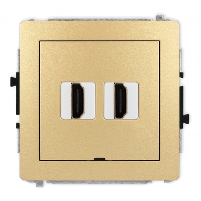 Mechanizm gniazda podwójnego HDMI 2.0, bez pola opisowego Złoty 29DHDMIBO-4 Karlik DECO