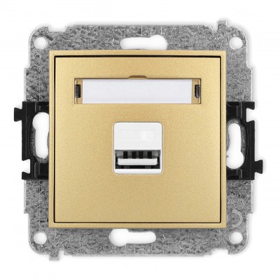 Mechanizm ładowarki USB pojedynczej USB A, 10W max., 5V, 2A Złoty 29MCUSB-3 Karlik MINI