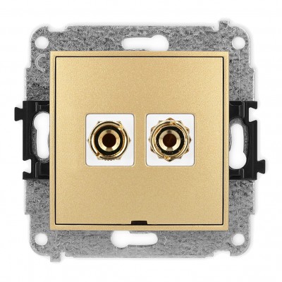 Mechanizm gniazda głośnikowego pojedynczego, bez pola opisowego (typu banan - czerwony i czarny, pozłacany, 4 mm2, do lutowania) Złoty 29MGGBO-3 Karlik MINI
