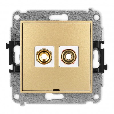 Mechanizm gniazda głośnikowego pojedynczego, bez pola opisowego (typu banan - czerwony i czarny, pozłacany, 4 mm2, skręcany) Złoty 29MGGBO-4 Karlik MINI