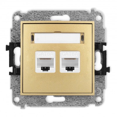Mechanizm gniazda komputerowego podwójnego 2xRJ45, kat. 6A, 8-stykowy Złoty 29MGK-8 Karlik MINI