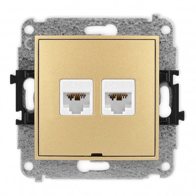 Mechanizm gniazda komputerowego podwójnego 2xRJ45, kat. 6A, 8-stykowy, bez pola opisowego Złoty 29MGKBO-8 Karlik MINI