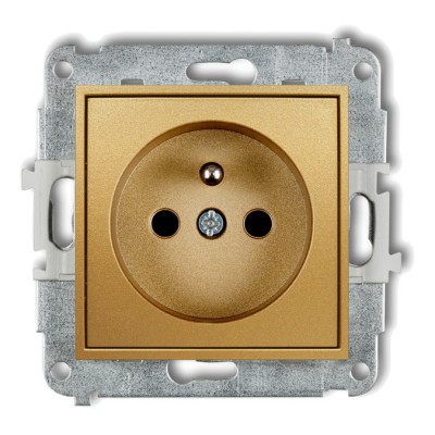 Mechanizm gniazda pojedynczego z uziemieniem 2P+Z (przesłony torów prądowych) Złoty 29MGP-1zp Karlik MINI