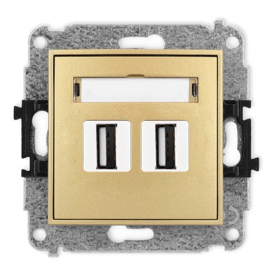 Mechanizm gniazda podwójnego 2xUSB A-A 2.0 Złoty 29MGUSB-2 Karlik MINI