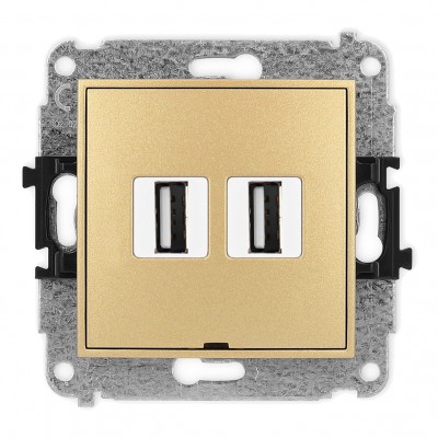 Mechanizm gniazda podwójnego 2xUSB A-A 2.0, bez pola opisowego Złoty 29MGUSBBO-2 Karlik MINI