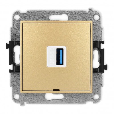 Mechamizm gniazda pojedynczego USB A-A 3.0, bez pola opisowego Złoty 29MGUSBBO-5 Karlik MINI