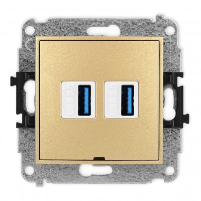 Mechanizm gniazda podwójnego 2xUSB A-A 3.0, bez pola opisowego Złoty 29MGUSBBO-6 Karlik MINI