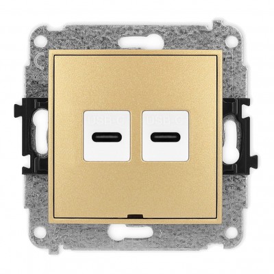 Mechanizm gniazda podwójnego 2xUSB C-C, bez pola opisowego Złoty 29MGUSBBO-8 Karlik MINI