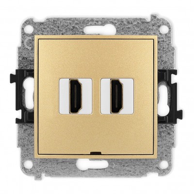 Mechanizm gniazda podwójnego HDMI 2.0, bez pola opisowego Złoty 29MHDMIBO-4 Karlik MINI