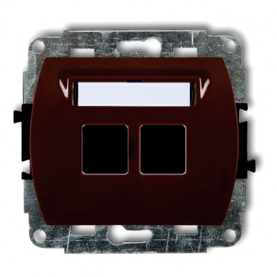 Mechanizm gniazda multimedialnego podwójnego bez modułu (standard Keystone) Brązowy 4GM-2P Karlik TREND