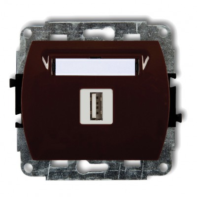 Mechanizm gniazda pojedynczego USB A-A 2.0 Brązowy 4GUSB-1 Karlik TREND