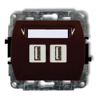 Mechanizm gniazda podwójnego 2xUSB A-A 2.0 Brązowy 4GUSB-2 Karlik TREND