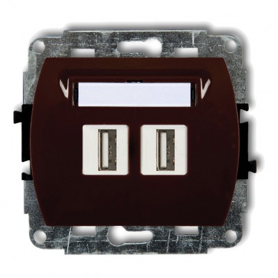 Mechanizm gniazda podwójnego 2xUSB A-A 3.0 Brązowy 4GUSB-6 Karlik TREND