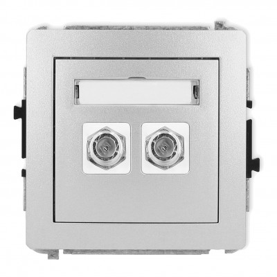 Mechanizm gniazda antenowego podwójnego typu F (SAT) niklowany Srebrny Metalik 7DGF-2 Karlik DECO