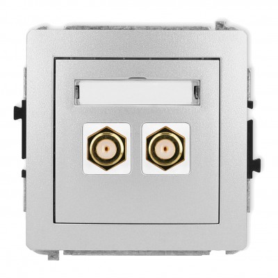 Mechanizm gniazda antenowego podwójnego typu F (SAT) pozłacany Srebrny Metalik 7DGF-2.1 Karlik DECO
