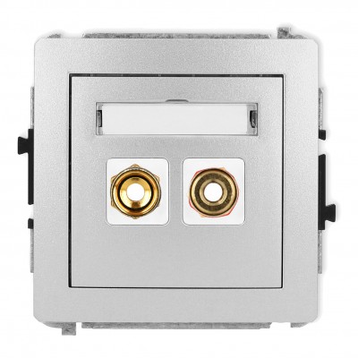 Mechanizm gniazda głośnikowego pojedynczego (typu banan - czerwony i czarny, pozłacany, 4 mm2, skręcany) Srebrny Metalik 7DGG-4 Karlik DECO
