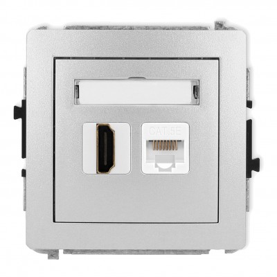 Mechanizm gniazda pojedynczego HDMI 2.0 + gniazda komp. poj. 1xRJ45, kat. 5e, 8-stykowy Srebrny Metalik 7DGHK Karlik DECO
