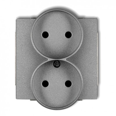 Mechanizm gniazda podwojnego do ramki DECO Soft, bez uziemienia 2x2P (przesłony torów prądowych) Srebrny Metalik 7DGPRSO-2p Karlik DECO