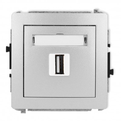 Karlik 7DGUSB-1 Mechanizm gniazda pojedynczego USB A-A 2.0 Srebrny Metalik