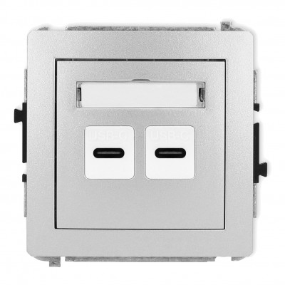 Mechanizm gniazda podwójnego 2xUSB C-C Srebrny Metalik 7DGUSB-8 Karlik DECO