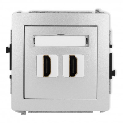 Mechanizm gniazda podwójnego HDMI 2.0 Srebrny Metalik 7DHDMI-4 Karlik DECO