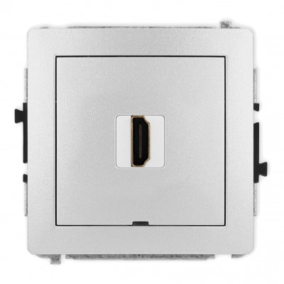 Mechanizm gniazda pojedynczego HDMI 2.0, bez pola opisowego Srebrny Metalik 7DHDMIBO-3 Karlik DECO