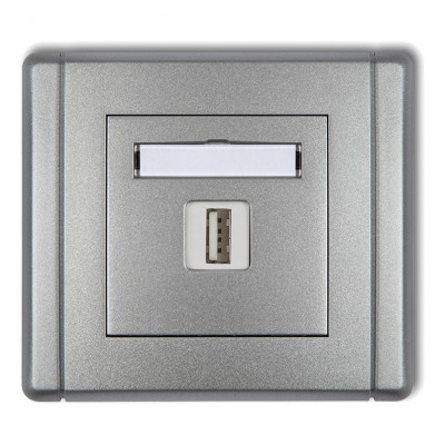 Gniazdo pojedyncze USB A-A 2.0 Srebrny Metalik 7FGUSB-1 Karlik FLEXI