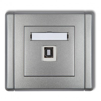 Gniazdo pojedyncze USB A-B 2.0 Srebrny Metalik 7FGUSB-3 Karlik FLEXI
