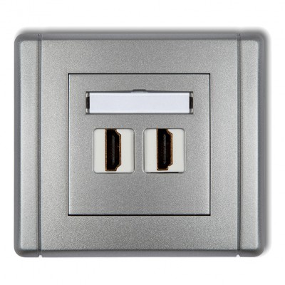 Gniazdo podwójne HDMI 2.0 Srebrny Metalik 7FHDMI-2 Karlik FLEXI