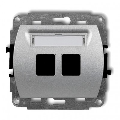 Mechanizm gniazda multimedialnego podwójnego bez modułu (standard Keystone) Srebrny Metalik 7GM-2P Karlik TREND