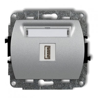 Mechanizm gniazda pojedynczego USB A-A 2.0 Srebrny Metalik 7GUSB-1 Karlik TREND
