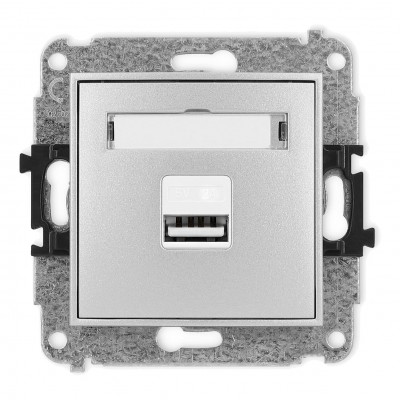 Mechanizm ładowarki USB pojedynczej USB A, 10W max., 5V, 2A Srebrny Metalik 7MCUSB-3 Karlik MINI