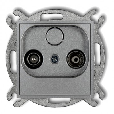 Mechanizm gniazda abonenckiego RTV przelotowego 15dB Srebrny Metalik 7MG15P Karlik MINI
