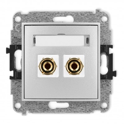 Mechanizm gniazda głośnikowego pojedynczego (typu banan - czerwony i czarny, pozłacany, 4 mm2, do lutowania) Srebrny Metalik 7MGG-3 Karlik MINI