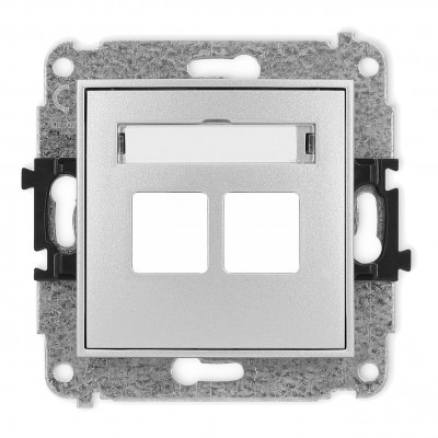 Karlik 7MGM-2P Mechanizm gniazda multimedialnego podwójnego bez modułu (standard Keystone) Srebrny Metalik