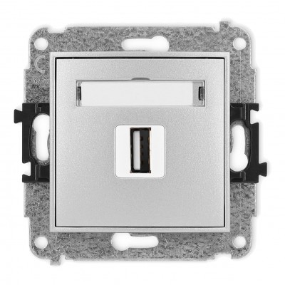 Mechanizm gniazda pojedynczego USB A-A 2.0 Srebrny Metalik 7MGUSB-1 Karlik MINI
