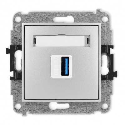 Mechamizm gniazda pojedynczego USB A-A 3.0 Srebrny Metalik 7MGUSB-5 Karlik MINI
