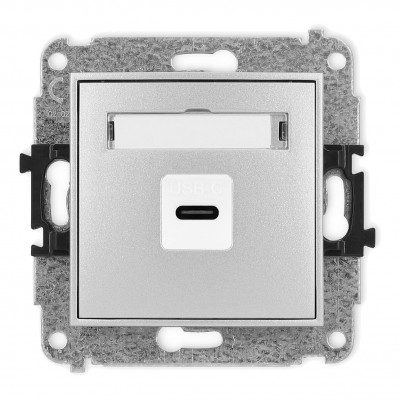 Mechanizm gniazda pojedynczego 1xUSB C-C Srebrny Metalik 7MGUSB-7 Karlik MINI