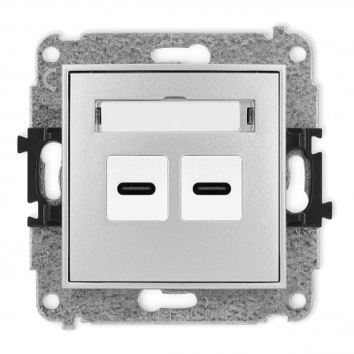 Mechanizm gniazda podwójnego 2xUSB C-C Srebrny Metalik 7MGUSB-8 Karlik MINI