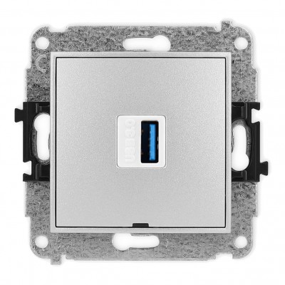 Mechamizm gniazda pojedynczego USB A-A 3.0, bez pola opisowego Srebrny Metalik 7MGUSBBO-5 Karlik MINI