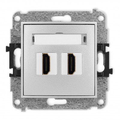 Mechanizm gniazda podwójnego HDMI 2.0 Srebrny Metalik 7MHDMI-4 Karlik MINI