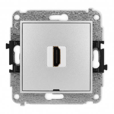 Mechanizm gniazda pojedynczego HDMI 2.0, bez pola opisowego Srebrny Metalik 7MHDMIBO-3 Karlik MINI