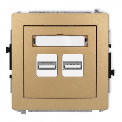 Mechanizm ładowarki USB podwójnej 2xUSB A, 15,5W max., 5V, 3.1A Złoty Metalik 8DCUSB-6 Karlik DECO