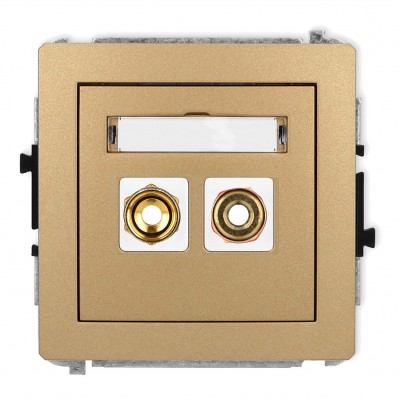 Mechanizm gniazda głośnikowego pojedynczego (typu banan - czerwony i czarny, pozłacany, 4 mm2, skręcany) Złoty Metalik 8DGG-4 Karlik DECO
