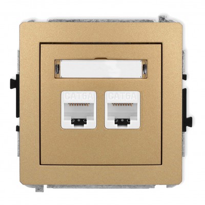 Mechanizm gniazda komputerowego podwójnego 2xRJ45, kat. 6A, 8-stykowy Złoty Metalik 8DGK-8 Karlik DECO