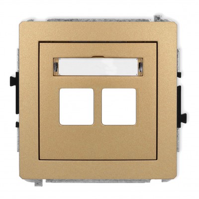 Mechanizm gniazda multimedialnego podwójnego bez modułu (standard Keystone) Złoty Metalik 8DGM-2P Karlik DECO