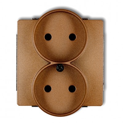 Mechanizm gniazda podwojnego do ramki DECO Soft, bez uziemienia 2x2P (przesłony torów prądowych) Złoty Metalik 8DGPRSO-2p Karlik DECO