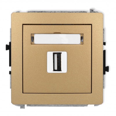 Mechanizm gniazda pojedynczego USB A-A 2.0 Złoty Metalik 8DGUSB-1 Karlik DECO